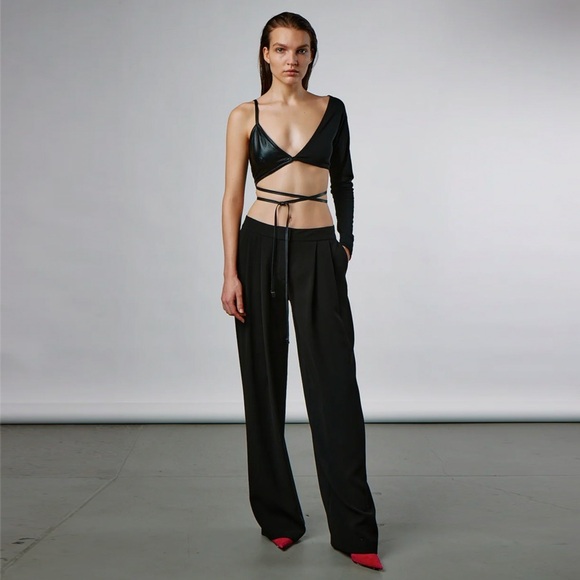 Yigal Azrouel - Wide Leg Pants w/ Pleats - Black - Picture 1 of 11